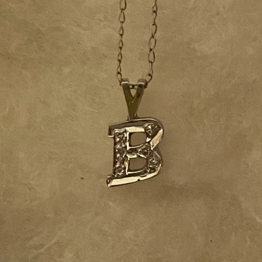 White Gold with Diamonds letter B necklace